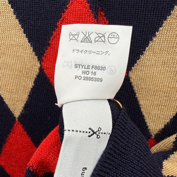 J Crew Sweater Womens XL Blue Jackie Cardigan Argyle Merino Wool Lightweight NWT - Picture 7 of 11